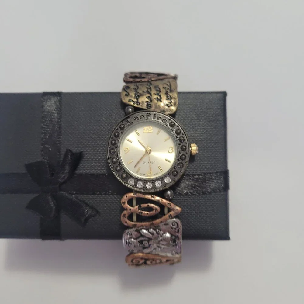 Hearts Watch Stretch Band Bracelet Womens
